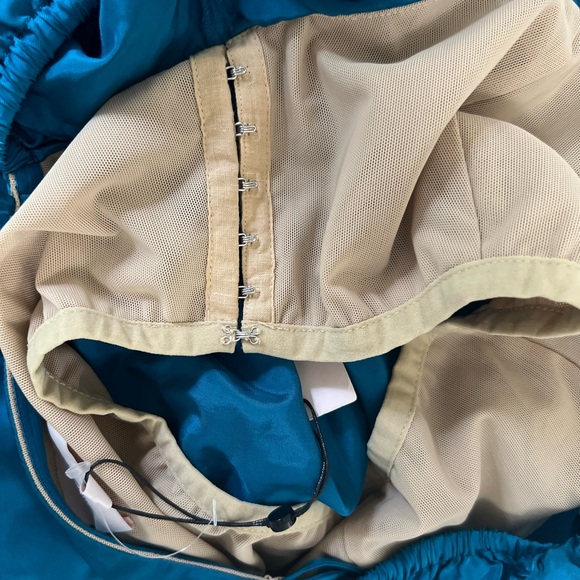 Cinq á Sept Minella Off-the-Shoulder Ruffled Satin Mini Dress in Teal - Picture 7 of 9